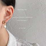 French Baroque Freshwater Pearl Stud Earrings for Women 14k Plated