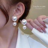 925 Silver Needle Pearl Earrings for Women Lady French Wedding Jewelry