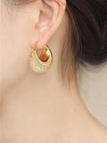 Stud Earrings Collection for Women Girls Pearls Zircon Geometric Retro Jewelry