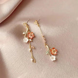 Asymmetric Butterfly Pearl Earrings Round Tassel Wings Jewelry