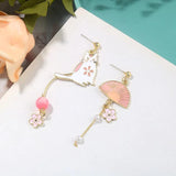 Asymmetric Butterfly Pearl Earrings Round Tassel Wings Jewelry