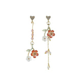 Asymmetric Butterfly Pearl Earrings Round Tassel Wings Jewelry