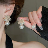 Zircon Crystal Snowflake Stud Earrings for Party Wedding