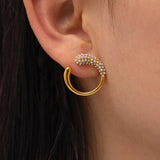 Geometric Stainless Steel Stud Earrings Waterproof Charm Jewelry
