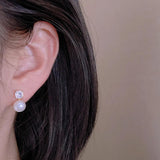 Real Natural Freshwater Pearl Stud Earrings Zircon Crystal Wedding Jewelry