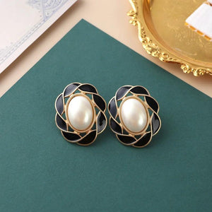 Colorful Pearl Zircon Metal Ear Studs for Women Party Jewelry