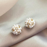 Mini Pearl Zircon Fireworks Earrings for Girls' Party