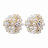 Mini Pearl Zircon Fireworks Earrings for Girls' Party