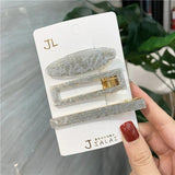 3PCS Pearls Acetate Geometric Hair Clips Sweet Hairpins Barrettes
