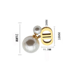 D Letter Titanium Steel Earrings with Pearl Pendant