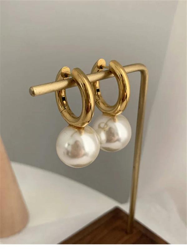 Baroque Pearl Earrings Titanium Steel Sweet Wedding Accessories