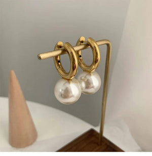 Baroque Pearl Earrings Titanium Steel Sweet Wedding Accessories