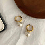 Baroque Pearl Earrings Titanium Steel Sweet Wedding Accessories