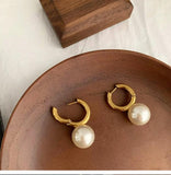 Baroque Pearl Earrings Titanium Steel Sweet Wedding Accessories