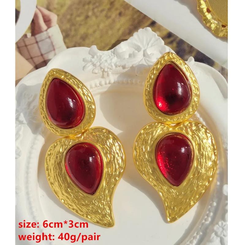 Vintage Metal Pearl Large Stud Earring Irregular Women Jewelry