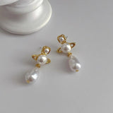 French Water Drop Saturn Pearl Earrings Personality Temperament