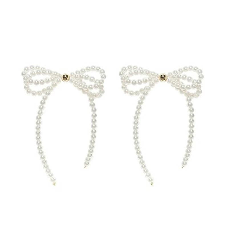 Tassel Pearl Bow Dangle Earrings for Women