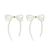 Tassel Pearl Bow Dangle Earrings for Women
