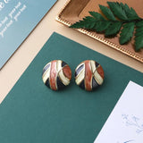 Enamel Dripping Zircon Pearl Metal Ear Studs