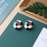 Enamel Dripping Zircon Pearl Metal Ear Studs