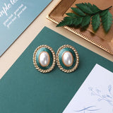 Enamel Dripping Zircon Pearl Metal Ear Studs