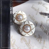 Vintage Enamel Stud Earrings Geometric Fashion Jewelry for Women