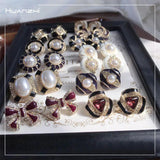 Vintage Enamel Stud Earrings Geometric Fashion Jewelry for Women