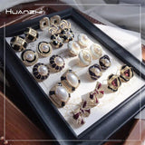 Vintage Enamel Stud Earrings Geometric Fashion Jewelry for Women