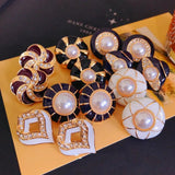 Vintage Enamel Stud Earrings Geometric Fashion Jewelry for Women
