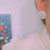 Vintage Enamel Stud Earrings Geometric Fashion Jewelry for Women