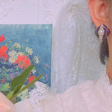 Vintage Enamel Stud Earrings Geometric Fashion Jewelry for Women