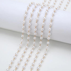 2m Pearl Bead Necklace Chains Bulk Metal Copper Link Chains for Diy Bracelets