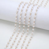 2m Pearl Bead Necklace Chains Bulk Metal Copper Link Chains for Diy Bracelets