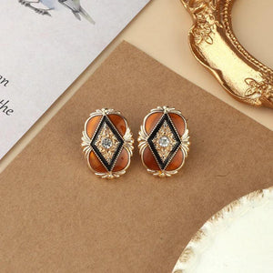 Vintage Enamel Colorful Dripping Flowers Studs Earrings