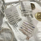 Geometric Moon Flower Bow Earrings Set - 30 Pairs