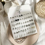 Geometric Moon Flower Bow Earrings Set - 30 Pairs