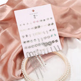 Geometric Moon Flower Bow Earrings Set - 30 Pairs