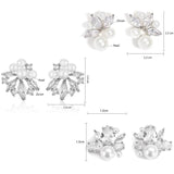 Pearl Zircon Stud Earring for Women Bridal Wedding Party