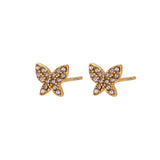 Zircon Pearl Butterfly Stud Earrings Women's Jewelry Stainless Steel
