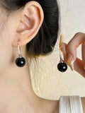 Pearl Crystal Round Ball Earrings for Women Girls