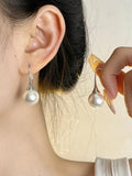 Pearl Crystal Round Ball Earrings for Women Girls