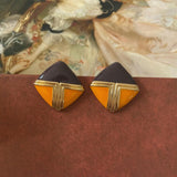 Vintage Enamel Flower Heart Stud Earrings for Women