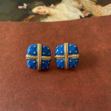 Vintage Enamel Flower Heart Stud Earrings for Women