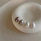 Oval Pearl Studs Earrings Women Jewelry Autumn Winter Temperament
