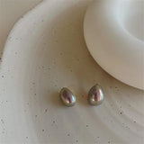 Oval Pearl Studs Earrings Women Jewelry Autumn Winter Temperament