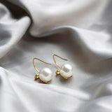 French Temperament Bow Ribbon Pearl Earrings 18K Jewelry