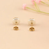 Stainless Steel Bear Stud Earrings with Flower Pearl