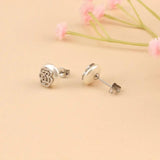 Stainless Steel Bear Stud Earrings with Flower Pearl