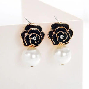 Vintage Pearl Earrings Crystal Pandent Jewelry