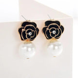 Vintage Pearl Earrings Crystal Pandent Jewelry